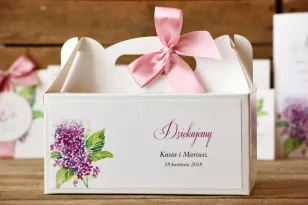 Pudełko na ciasto prostokątne - Malowane Kwiaty nr 4 - Fioletowy bez - dodatki ślubne, tort weselny