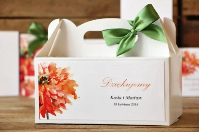 Pudełko na ciasto prostokątne - Malowane Kwiaty nr 5 - dodatki ślubne