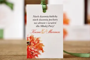 Alkoholanhänger - Bemalte Blumen Nr. 5 - Orangefarbene Gerbera - Hochzeitsaccessoires
