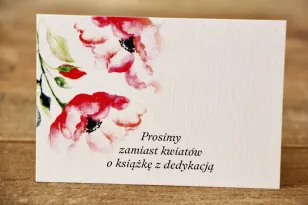 Bilecik do zaproszeń 105 x 74 mm - Malowane Kwiaty nr 6 - Amarantowe anemony