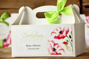 Pudełko na ciasto, tort weselny, prostokątne - Malowane Kwiaty nr 6 - Anemony - dodatki ślubne