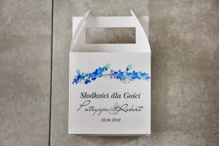 Schachtel für quadratische Torte, Hochzeitstorte - Pistazie Nr. 7 - Zarte, blaue Winterzweige
