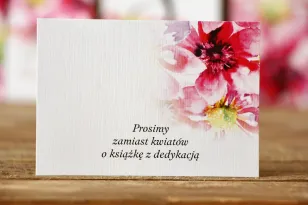 Bileciki do zaproszeń 105 x 74 mm - Malowane Kwiaty nr 7 - Różowe kwiaty