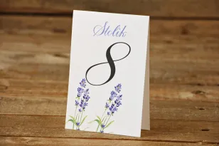 Tischnummern - Bemalte Blumen Nr. 8 - Lavendel - Hochzeitszubehör, Accessoires für den Hochzeitstisch