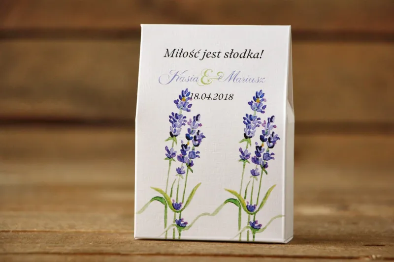 Pudełeczko stojące na cukierki, podziękowania dla Gości weselnych - Malowane Kwiaty nr 8 - Lawenda - dodatki ślubne Pudełeczko stojące na cukierki, podziękowania dla Gości weselnych - Malowane Kwiaty nr 8 - Lawenda - dodatki ślubne