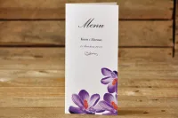 Menu Weselne Fioletowe Krokusy | Malowane Kwiaty nr 10