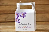 Pudełka na ciasto weselne Fioletowe Krokusy | Personalizacja