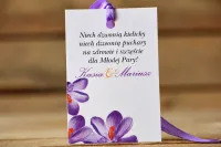 Zawieszki na Wódkę Weselną Fioletowe Krokusy | Amelia-Wedding