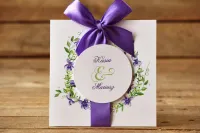 Ślubne Zaproszenia z Grafiką Kwiatową | Etui z Fioletowymi Bratkami | Malowane Kwiaty nr 11