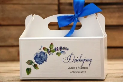 Pudełko na ciasto prostokątne - Malowane Kwiaty nr 13 - dodatki ślubne
