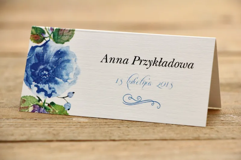 Winietki na stół weselny - Malowane Kwiaty nr 13 - Chabrowe - dodatki ślubne, akcesoria na stół weselny Winietki na stół weselny - Malowane Kwiaty nr 13 - Chabrowe - dodatki ślubne, akcesoria na stół weselny
