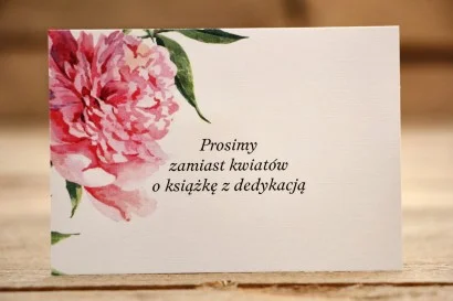 Bilecik do zaproszeń ślubnych - Malowane Kwiaty nr 15 - Różowe piwonie
