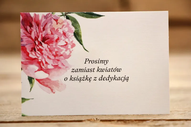 Bilecik Do Zaproszen Slubnych Malowane Kwiaty Nr 15 Rozowe Piwonie Amelia Wedding