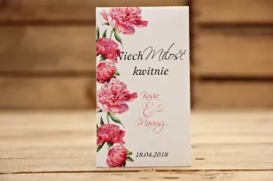 Podziękowania dla Gości weselnych - Nasiona Niezapominajki - Malowane Kwiaty nr 15 - Amarantowe piwonie - dodatki ślubne