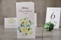 Menu Weselne Żółte Róże | Eleganckie Karty Menu na Stół