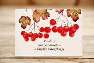 Bilecik do zaproszenia ślubnego - Jesienna jarzębina w ciepłych barwach malowana akwarelą