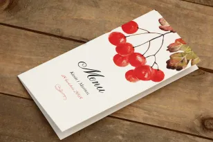 Hochzeitsmenü - Bemalte Blumen Nr. 16 - Eberesche - Zubehör für die Hochzeitstafel, Hochzeitszubehör