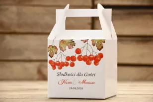 Tortenschachteln, quadratisch - Bemalte Blumen nr 16 - Eberesche - Hochzeitszubehör, Hochzeitstorte