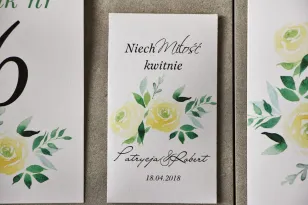 Podziękowania dla Gości weselnych - Nasiona Niezapominajki - Pistacjowe nr 9 - Delikatne żółte róże.