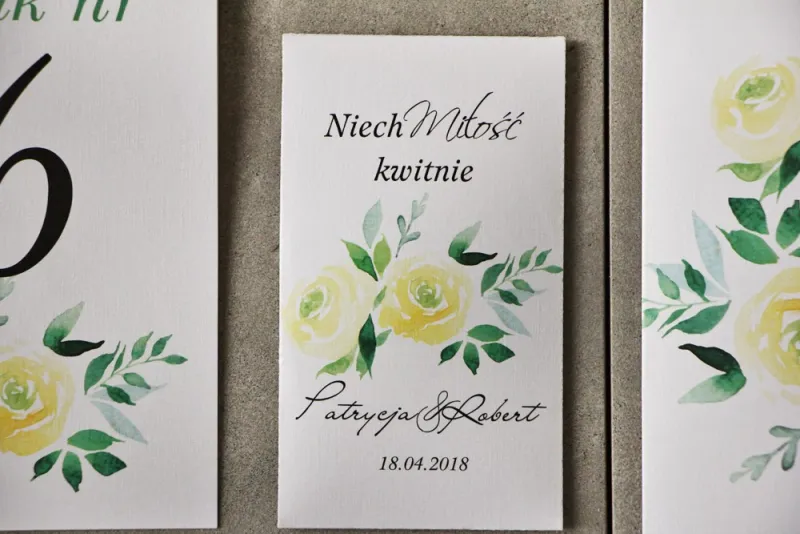 Podziękowania dla Gości weselnych - Nasiona Niezapominajki - Pistacjowe nr 9 - Delikatne żółte róże. Podziękowania dla Gości weselnych - Nasiona Niezapominajki - Pistacjowe nr 9 - Delikatne żółte róże.