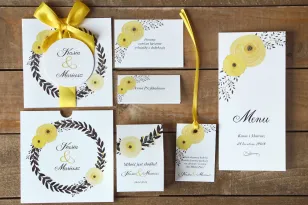 Zaproszenia ślubne z dodatkami - Malowana Kwiaty nr 18 - Żółte- papeteria ślubna