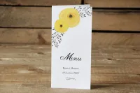 Menu Weselne Akwarela Żółte Kwiaty | Amelia-Wedding.pl