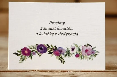 Bilecik do zaproszeń ślubnych - Malowane Kwiaty nr 14 - Fioletowe