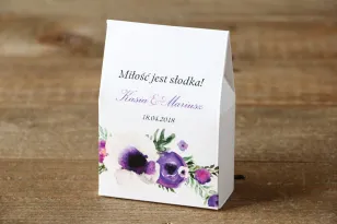 Schachteln für stehende Bonbons - Bemalte Blumen Nr. 14 - Violett - Dank an die Hochzeitsgäste
