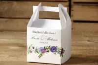 Pudełka na Ciasto Weselne Fioletowe Kwiaty | Zamów Online