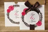 Zaproszenia Ślubne z Etui Amarantowe | Malowane Kwiaty 19