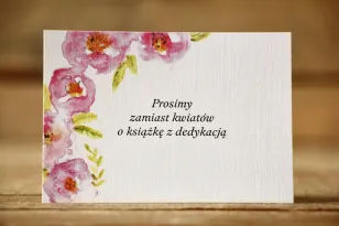 Bilecik do zaproszenia ślubnego, wierszyki o prezentach, potwierdzenie przybycia - Malowane Kwiaty nr 20 - Różowe kwiaty