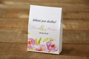Stehschachtel mit Süßigkeiten - Bemalte Blumen Nr. 20 - Puder - Dank an die Hochzeitsgäste