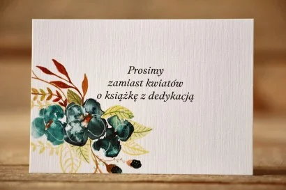Bilecik do zaproszeń ślubnych - Malowane Kwiaty nr 21 - Szmaragdowe
