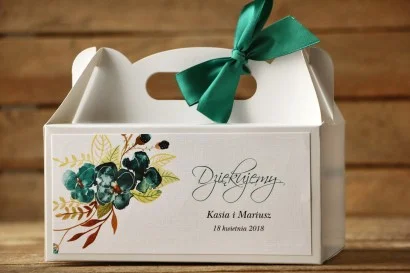 Prostokątne pudełko na ciasto - Malowane Kwiaty nr 21 - dodatki ślubne