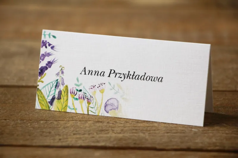Winietki na stół weselny - Malowane Kwiaty nr 22 - Fiolet i zieleń - dodatki ślubne Winietki na stół weselny - Malowane Kwiaty nr 22 - Fiolet i zieleń - dodatki ślubne