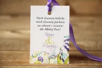 Zawieszki na Wódkę Weselną Fioletowe Kwiaty | Personalizacja