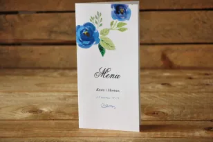 Hochzeitsmenü - Bemalte Blumen Nr. 23 - Kornblume - Zubehör für den Hochzeitstisch, Hochzeitszubehör