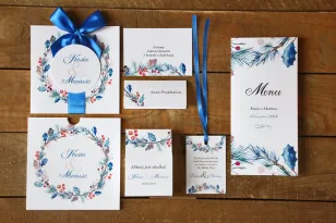 Hochzeitseinladungen mit Accessoires - Gemalte Blumen Nr. 24 - Winter - Hochzeitspapeterie