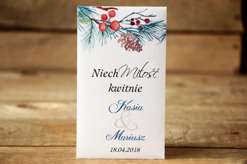 Podziękowania dla Gości - Nasiona Niezapominajki - Malowane Kwiaty nr 24 - Zimowe - dodatki ślubne Podziękowania dla Gości - Nasiona Niezapominajki - Malowane Kwiaty nr 24 - Zimowe - dodatki ślubne
