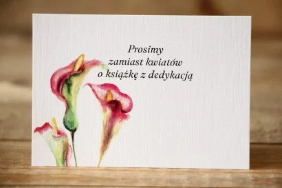 Bilecik do zaproszenia ślubnego - Malowane Kwiaty nr 25 - Kalie