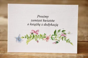 Bilecik do zaproszenia ślubnego Malowane Kwiaty nr 26 - Drobne kwiaty bratków - wierszyki o prezentach