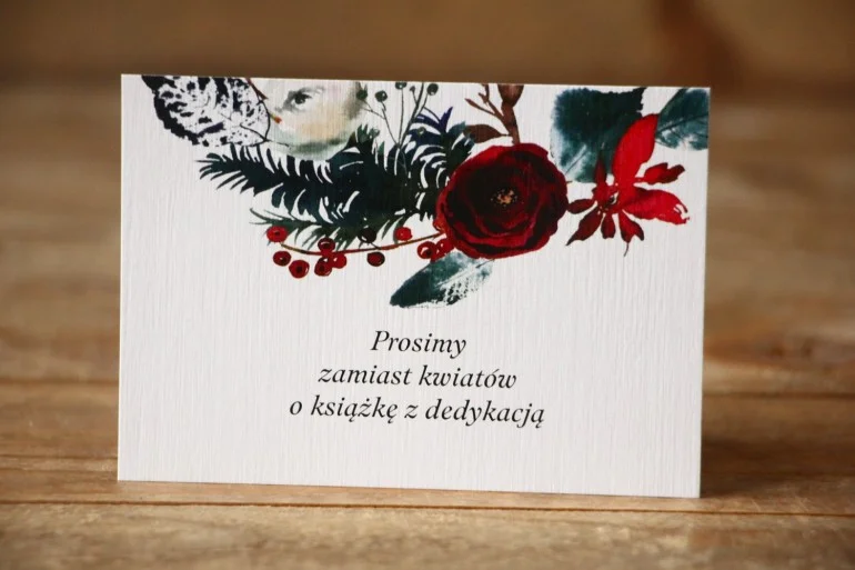 Bilecik do zaproszenia ślubnego - Malowane Kwiaty nr 27 - Zimowe