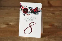 Eleganckie Numery na Stół Weselny Zimowe | Malowane Kwiaty