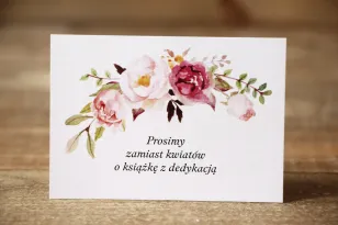 Bilecik do zaproszenia Malowane Kwiaty nr 28 - Pudrowe kwiaty - wierszyki o prezentach