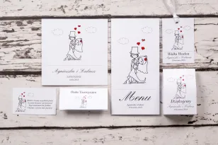 Bueno Hochzeitseinladungs-Musterset Nr. 4 - Tanzendes junges Paar in Zeichnungsversion in einem informellen Stil