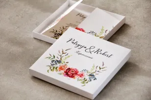 Eleganckie Zaproszenia Ślubne w Pudełku z Bukietem Róż | Zaproszenia Pudełkowe Glamour | Pistacjowe nr 11