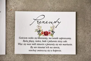 Bilecik do zaproszenia 105 x 74 mm prezenty ślubne wesele - Pistacjowe nr 11 - Chłodny bukiet róż bordo