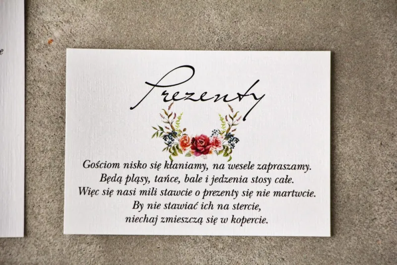 Bilecik do zaproszenia 105 x 74 mm prezenty ślubne wesele - Pistacjowe nr 11 - Chłodny bukiet róż bordo Bilecik do zaproszenia 105 x 74 mm prezenty ślubne wesele - Pistacjowe nr 11 - Chłodny bukiet róż bordo