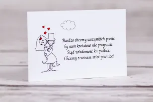 Bilecik do zaproszenia ślubnego z kolekcji Bueno nr 8 - Rysunkowa zakochana para w objęciach miłości