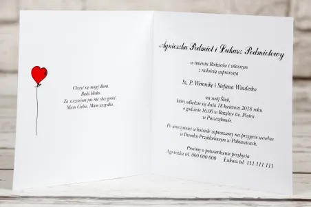 Innenansicht von Hochzeitseinladungen aus der Sammlung Bueno Nr. 9 - Zeichnung der Braut und des Bräutigams, die sich an den Hän